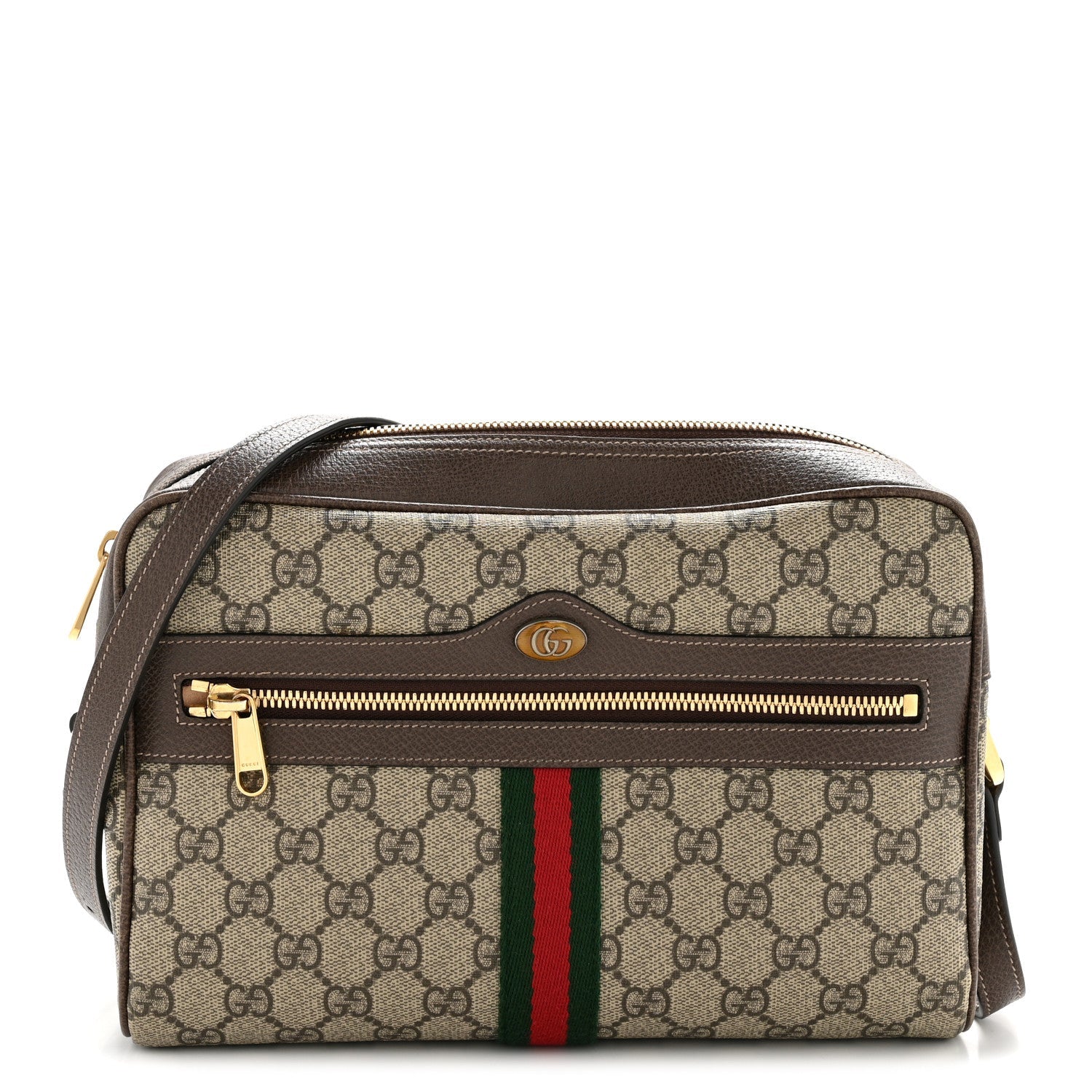 GG Supreme Monogram Web Small Ophidia Shoulder Bag Brown