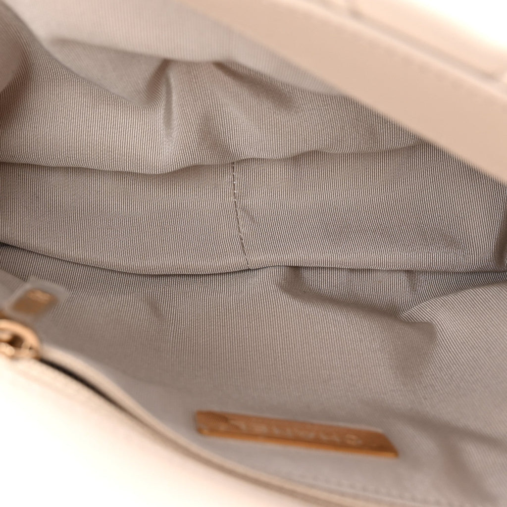 Lambskin Mixed Fibers Quilted Medium Chanel 19 Flap Beige