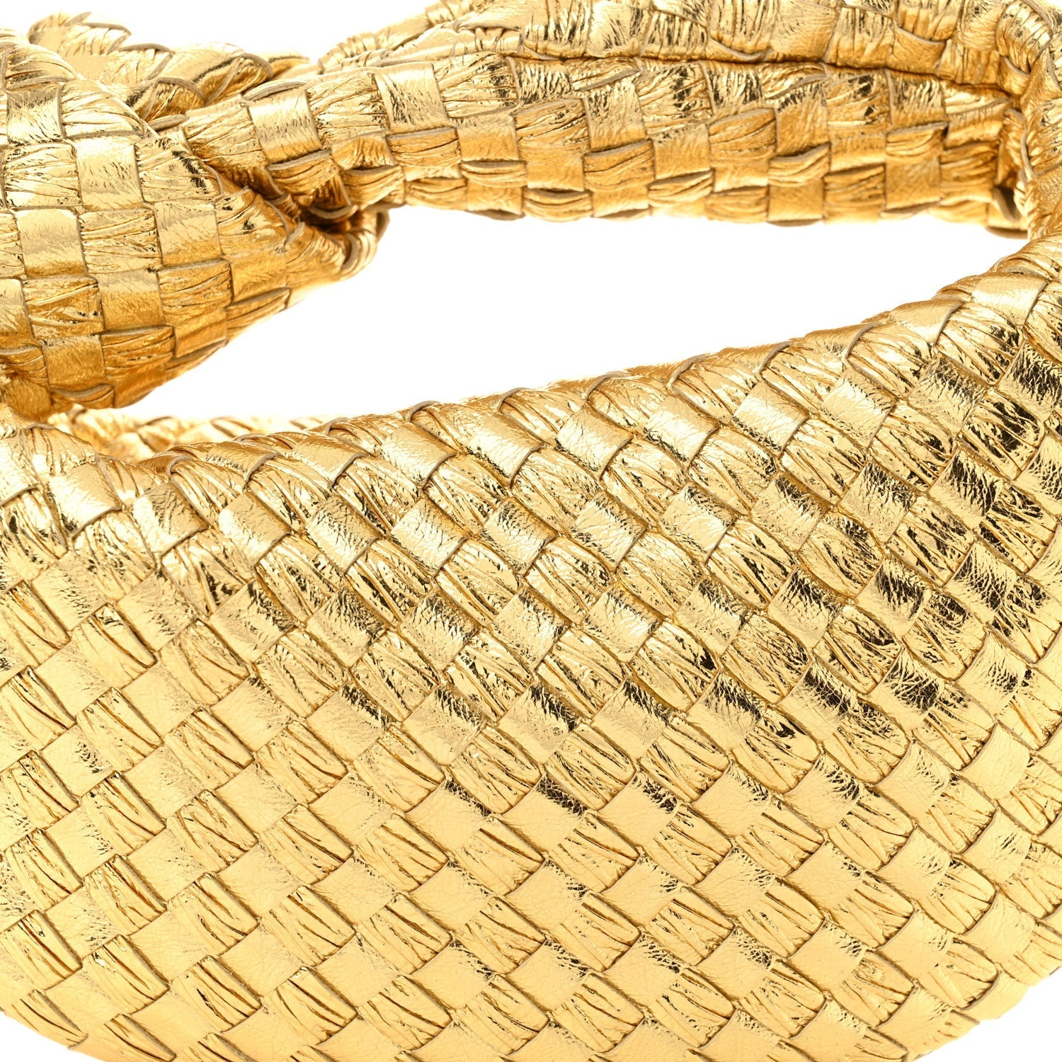 Laminated Calfskin Pressed Intreccio Mini Jodie Gold