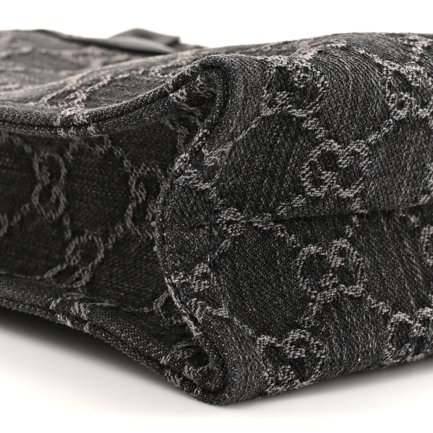 Denim GG Monogram Dollar Calfskin Mini Ophidia Tote Black Grey