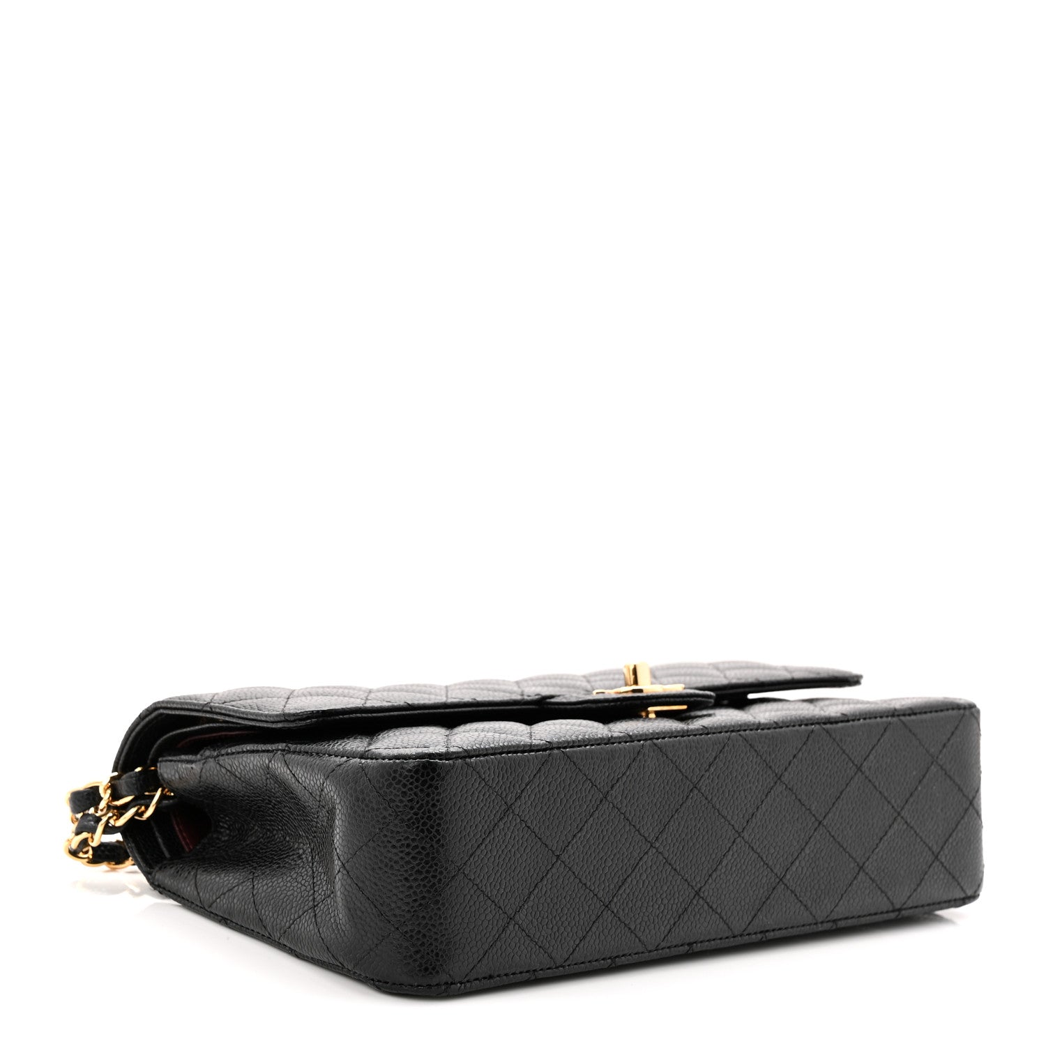 Caviar Quilted Medium Double Flap Black