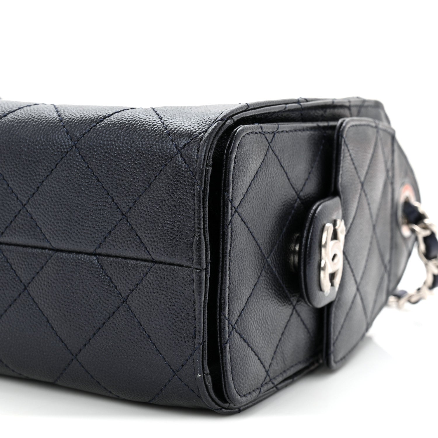 Metallic Caviar Quilted Mini Chanel 25 Handbag Dark Blue