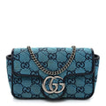 Monogram Multicolor Matelasse Diagonal Super Mini GG Marmont Shoulder Bag Light Blue