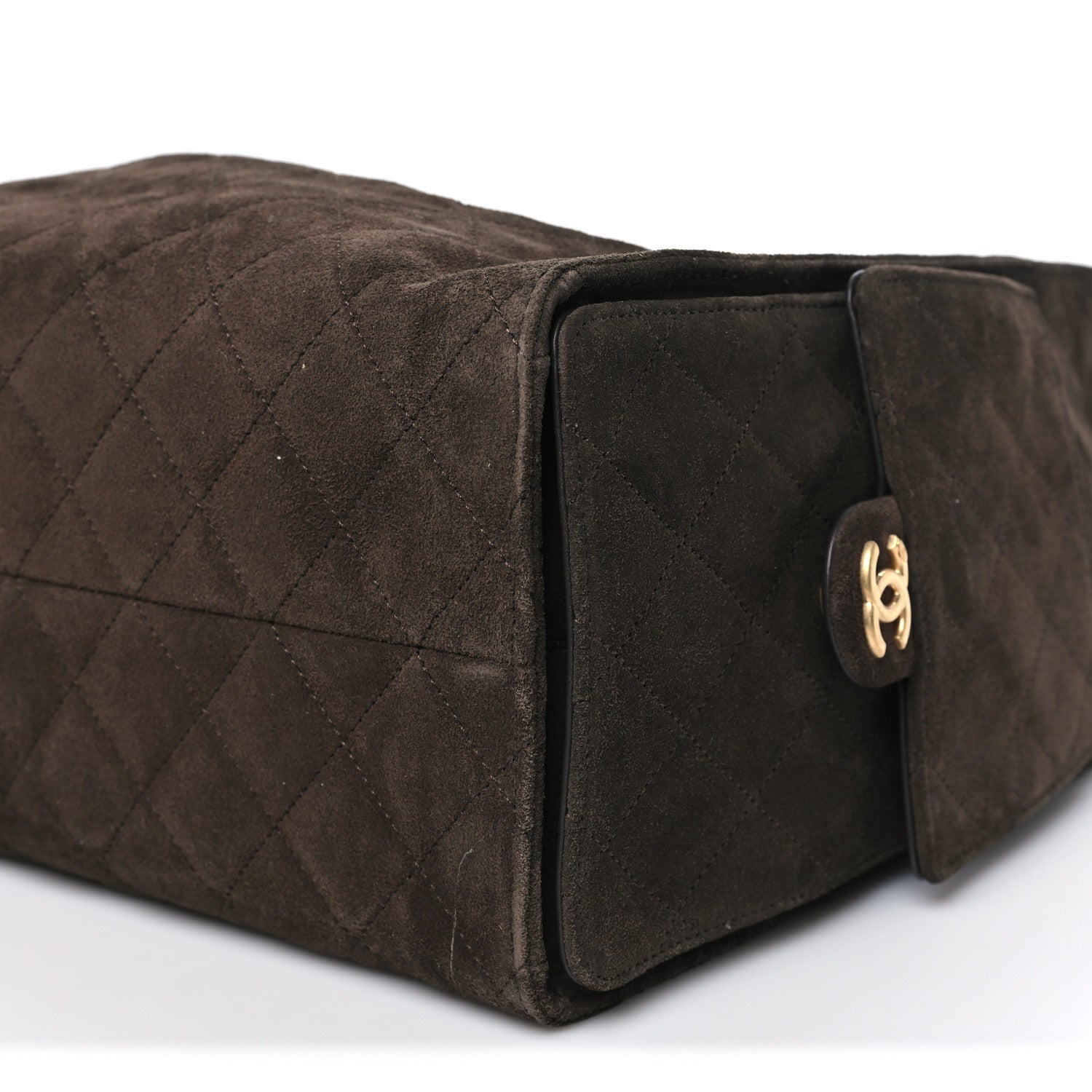 Suede Quilted Medium Chanel 25 Handbag Dark Brown