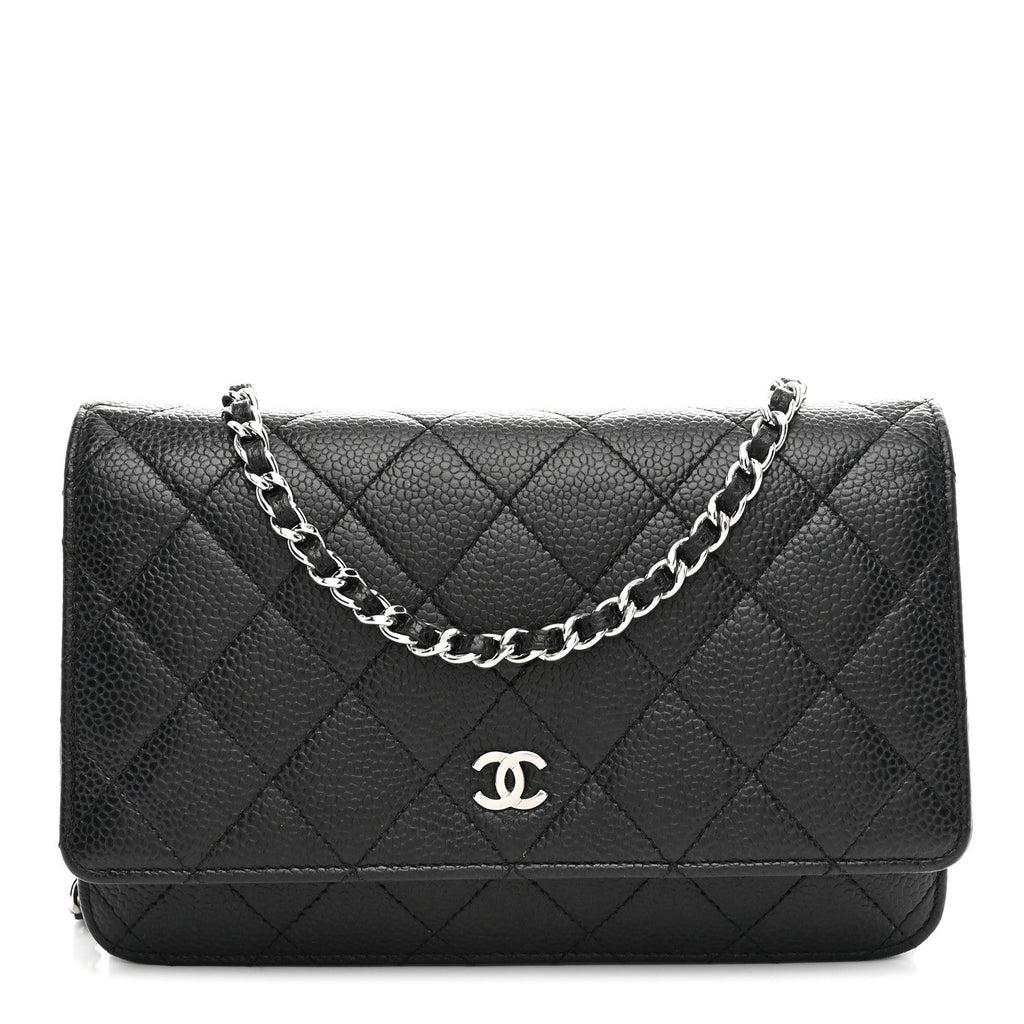 Caviar Quilted Wallet on Chain WOC Black