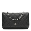 Caviar Quilted Wallet on Chain WOC Black