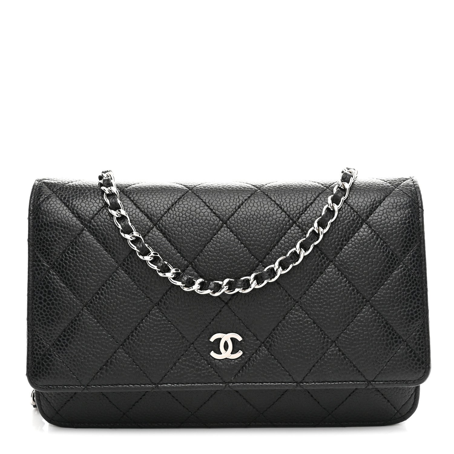 Caviar Quilted Wallet on Chain WOC Black