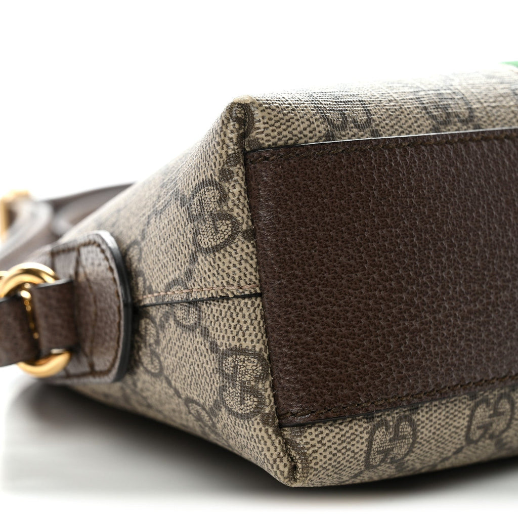 GG Supreme Monogram Textured Dollar Calfskin Web Small Ophidia Dome Shoulder Bag Beige Ebony New Acero