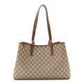 GG Supreme Monogram Emblem Large Tote Bag Beige Dark Brown