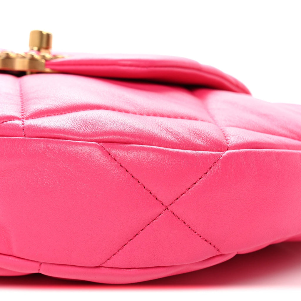 Lambskin Quilted Chanel 19 Hobo Pink