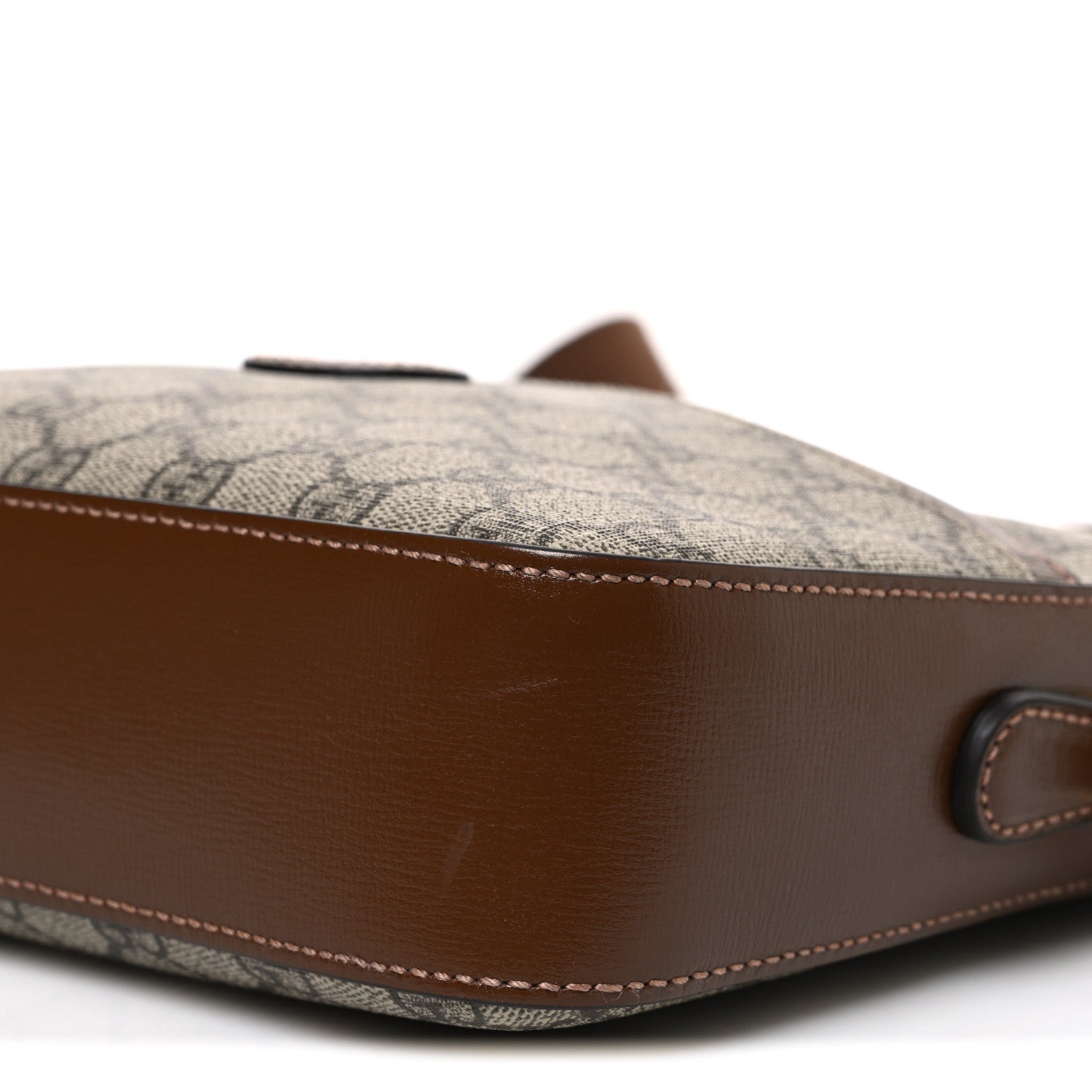 GG Supreme Monogram Azalea Calfskin Retro Interlocking G Messenger Shoulder Bag Beige Ebony Brown Sugar