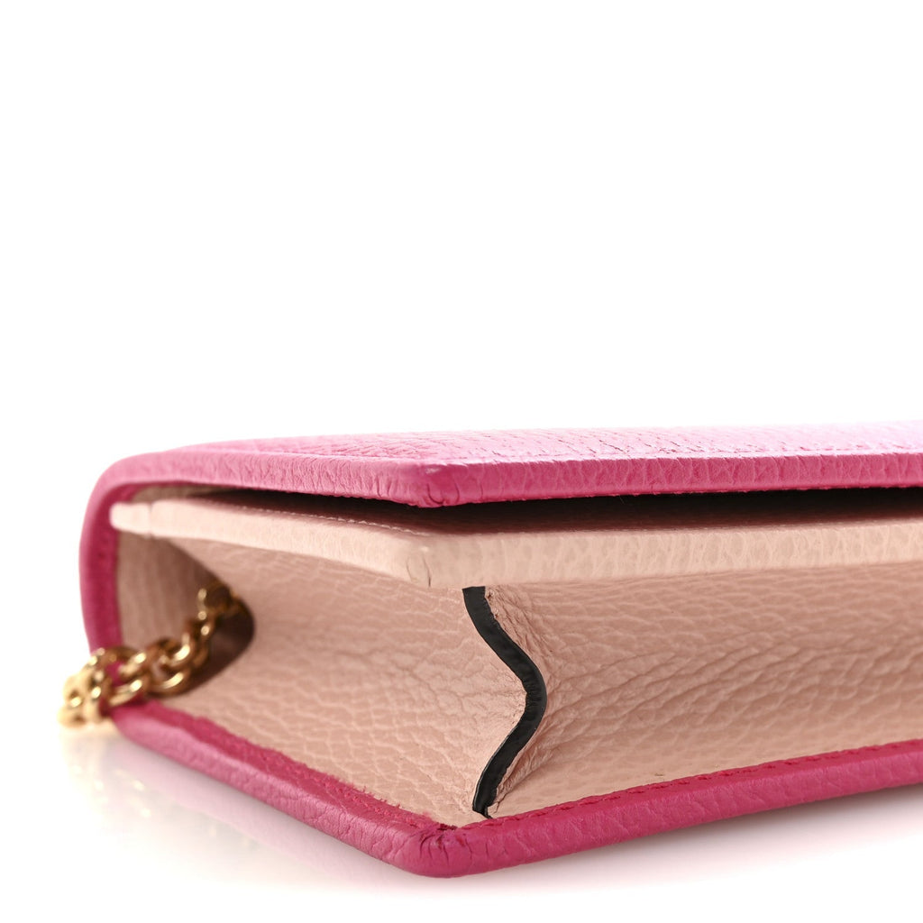 Dollar Calfskin Mini GG Marmont Chain Wallet Box Pink