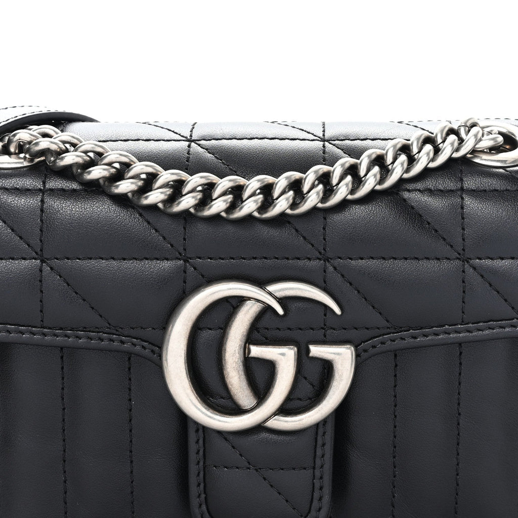 Calfskin Matelasse Aria Mini GG Marmont Shoulder Bag Black