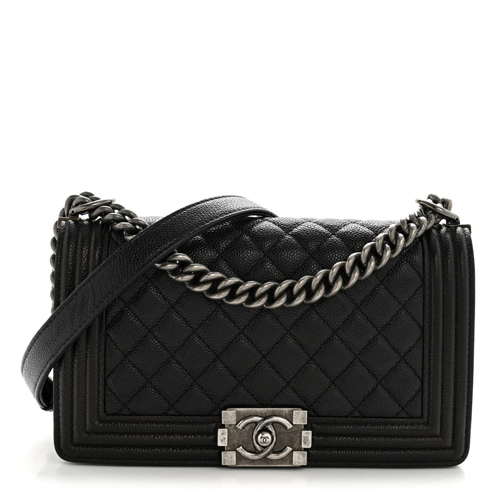Caviar Quilted Medium Boy Flap Black