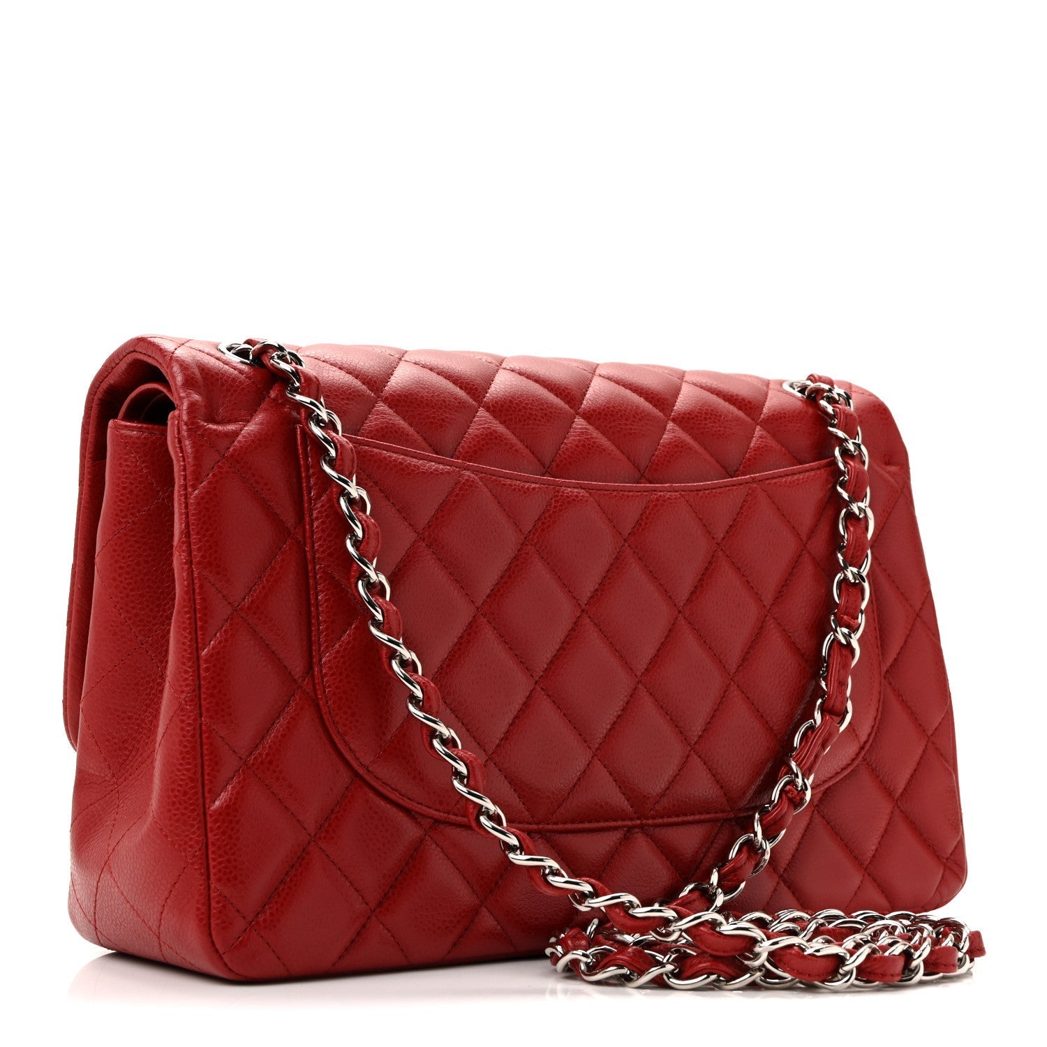 Caviar Quilted Jumbo Double Flap Dark Red