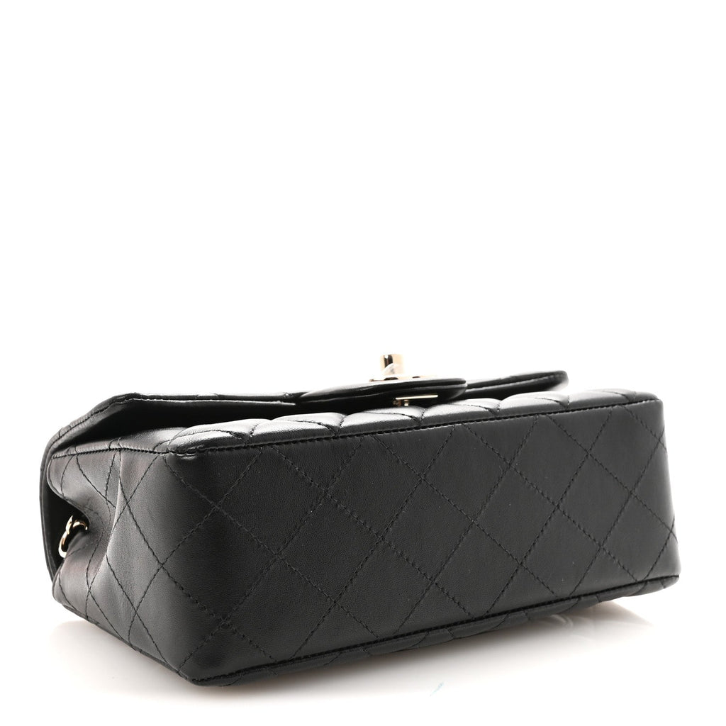 Lambskin Quilted Mini Rectangular Flap Black