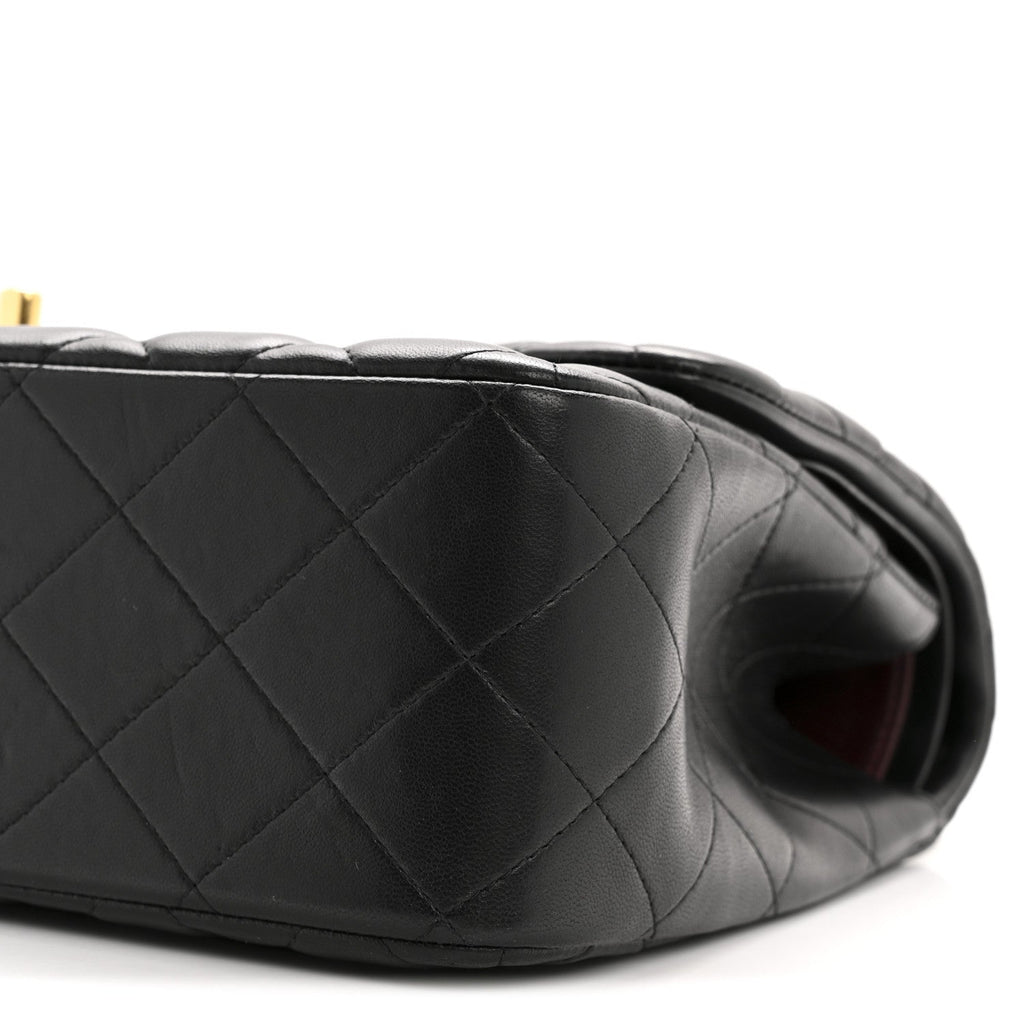 Lambskin Quilted Jumbo Double Flap Black