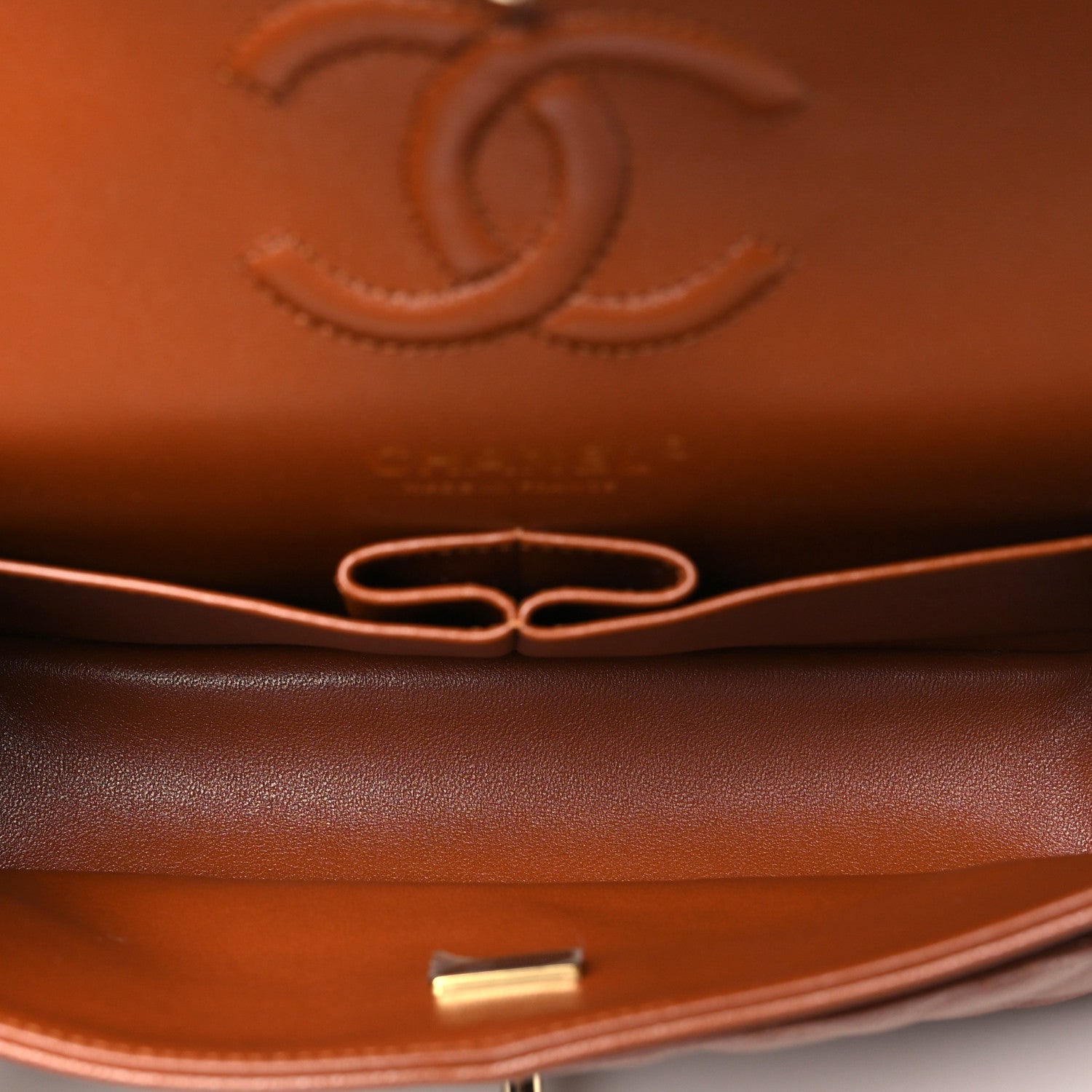Caviar Quilted Small Double Flap Light Brown