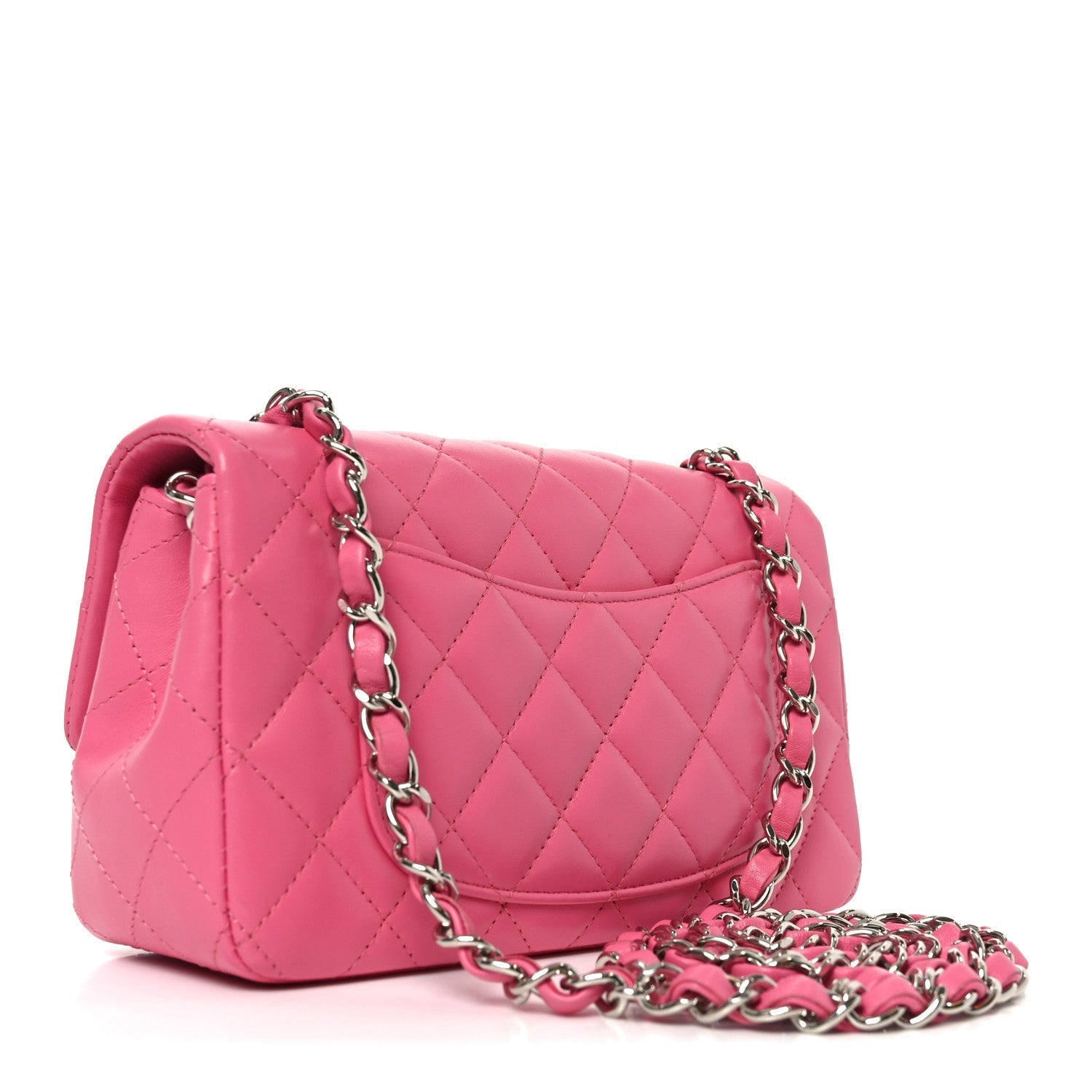 Lambskin Quilted Mini Rectangular Flap Pink