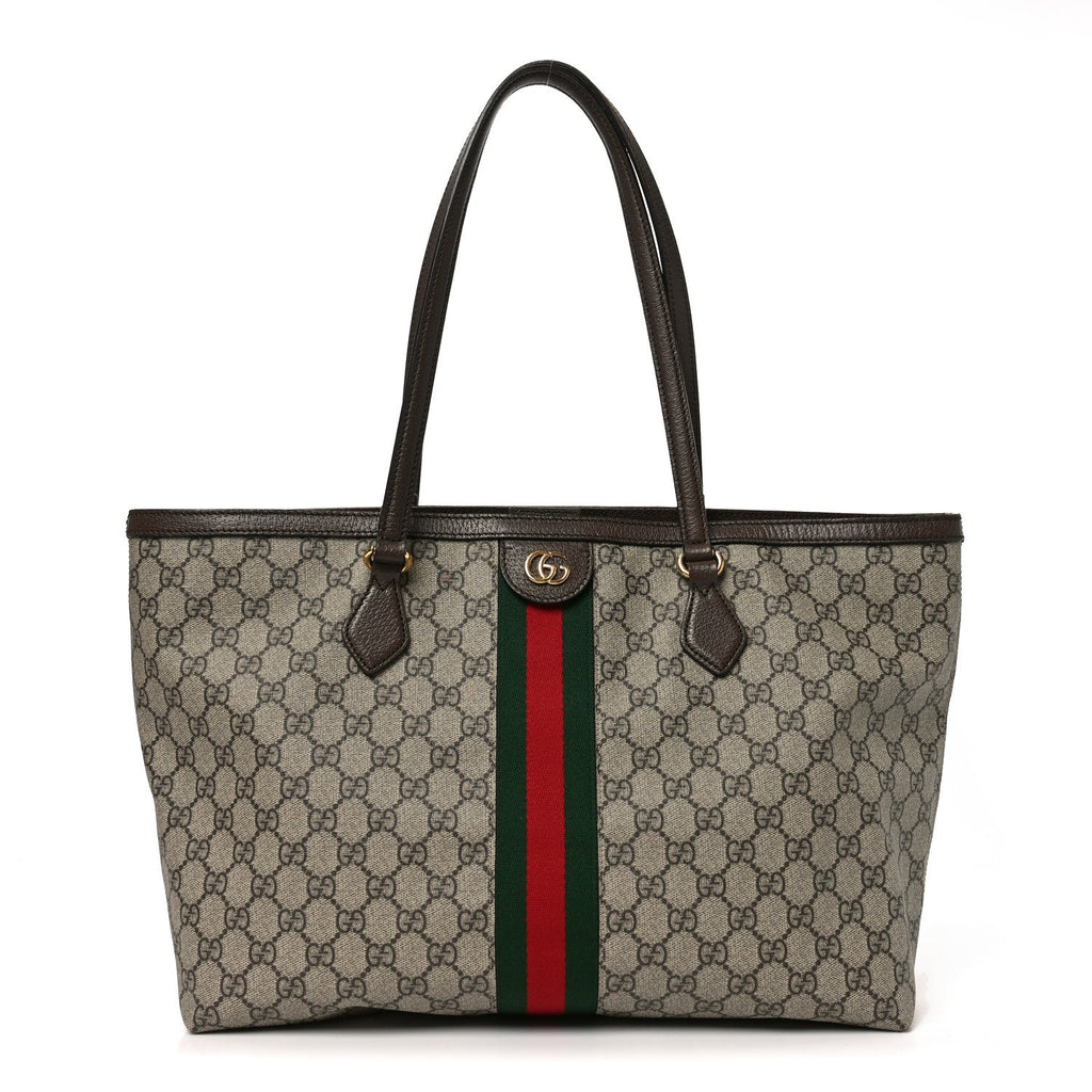 GG Supreme Monogram Medium Ophidia Shopping Tote Brown