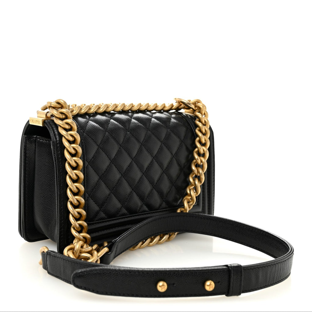 Caviar Quilted Small Boy Flap Black