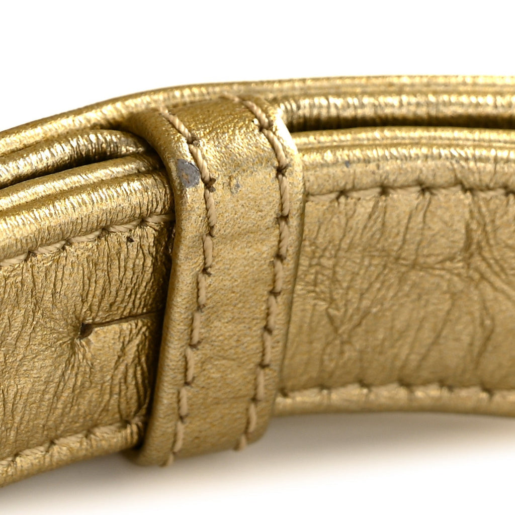 Metallic Aged Calfskin Quilted Medium Gabrielle Gold