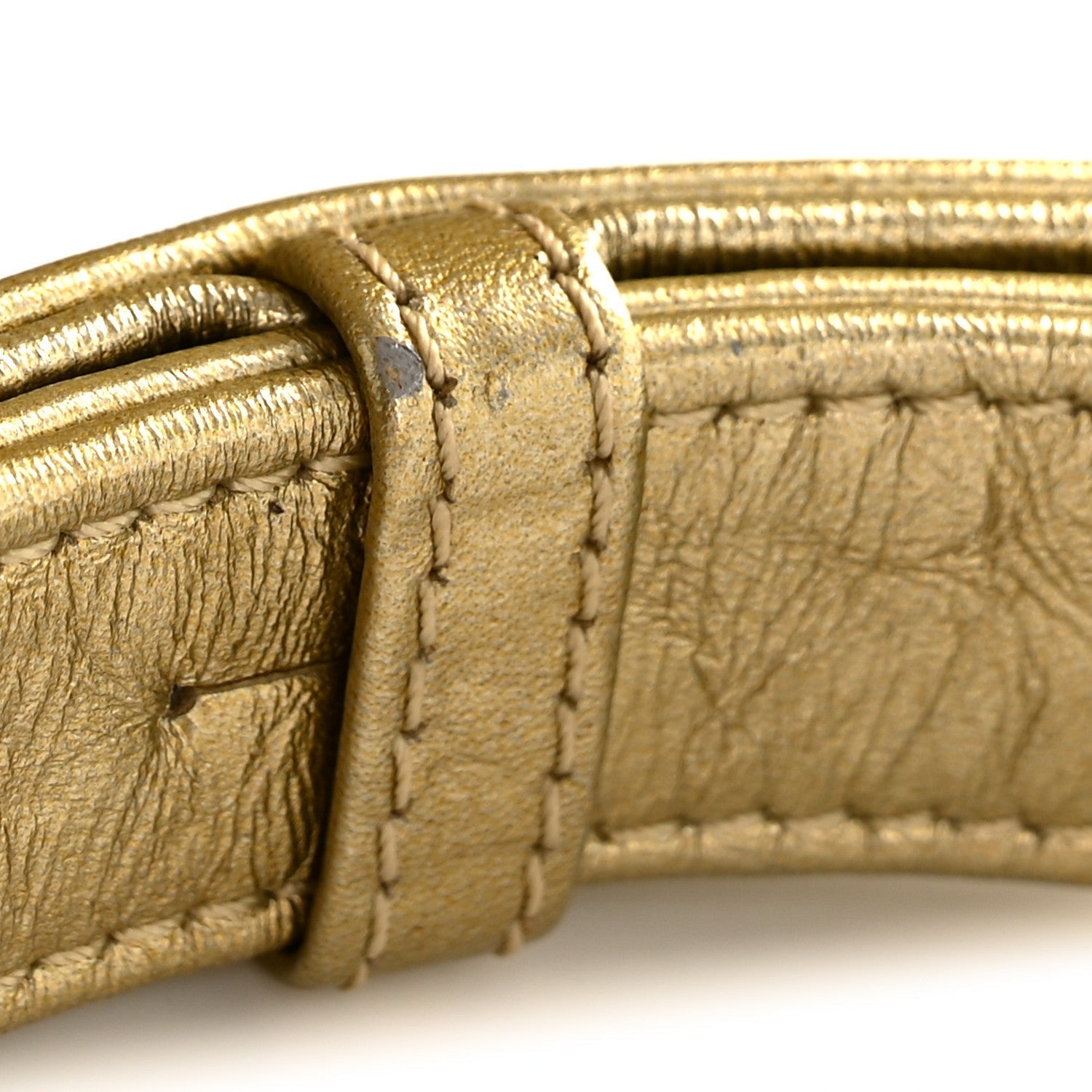 Metallic Aged Calfskin Quilted Medium Gabrielle Gold