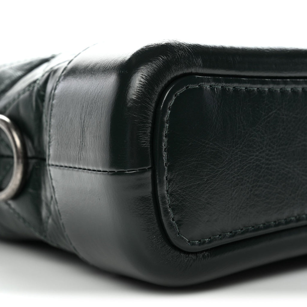Aged Calfskin Quilted Small Gabrielle Hobo Dark Green