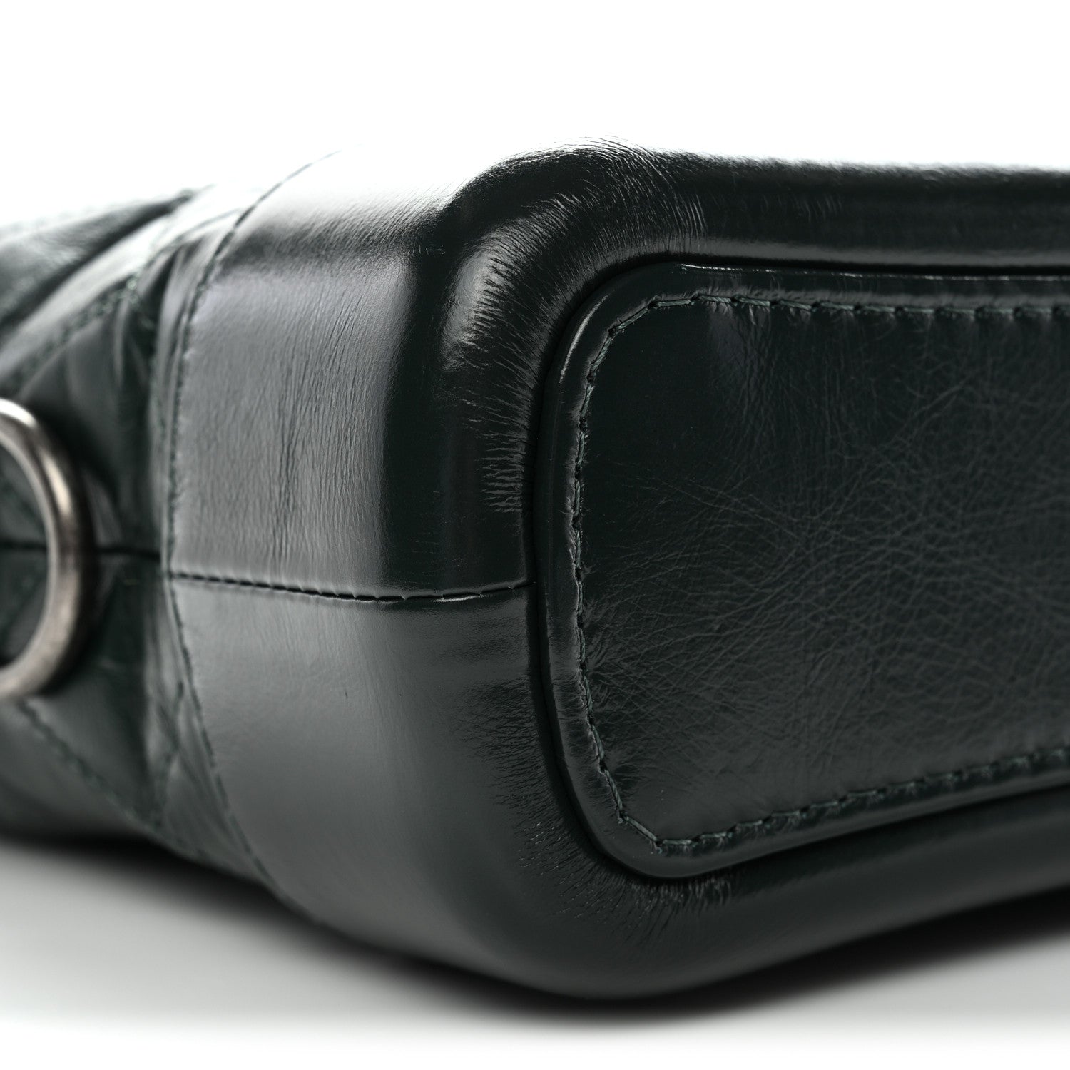 Aged Calfskin Quilted Small Gabrielle Hobo Dark Green