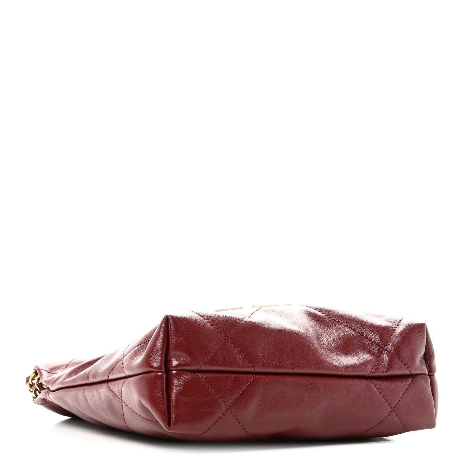 Shiny Calfskin Quilted Mini Chanel 22 Dark Burgundy