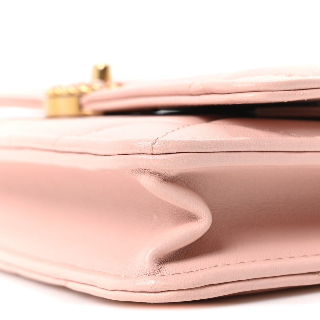 Lambskin Quilted Chanel 19 Wallet On Chain WOC Light Pink