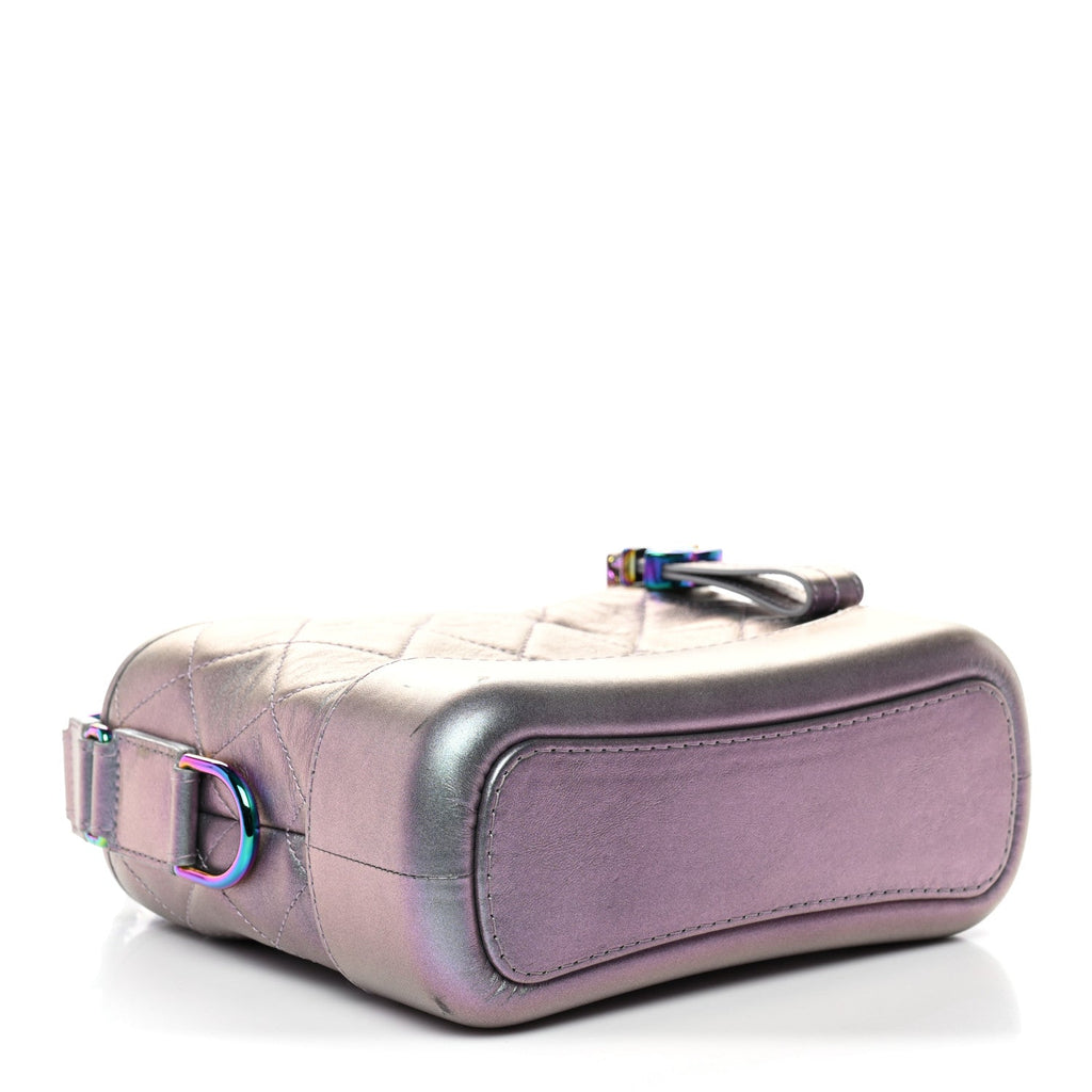 Iridescent Lambskin Calfskin Quilted Small Gabrielle Hobo Light Purple