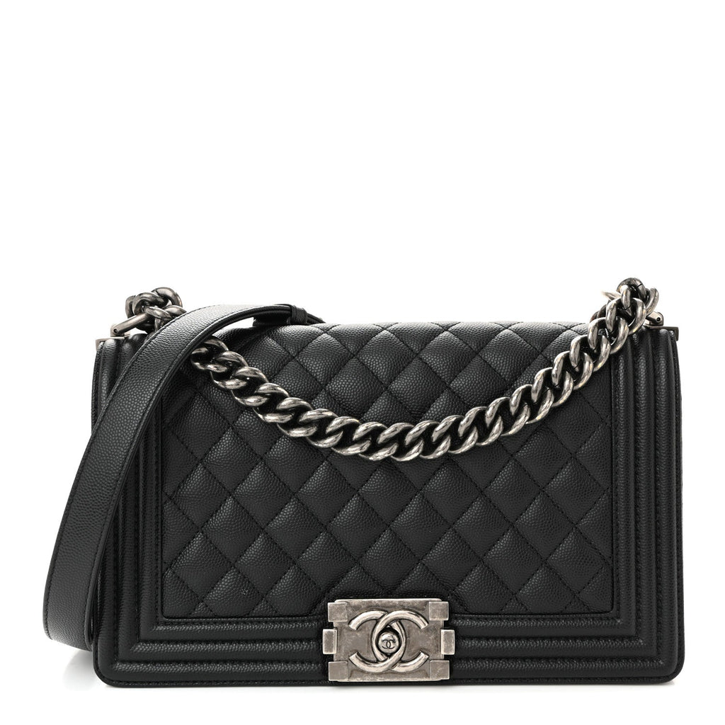 Caviar Quilted Medium Boy Flap Black