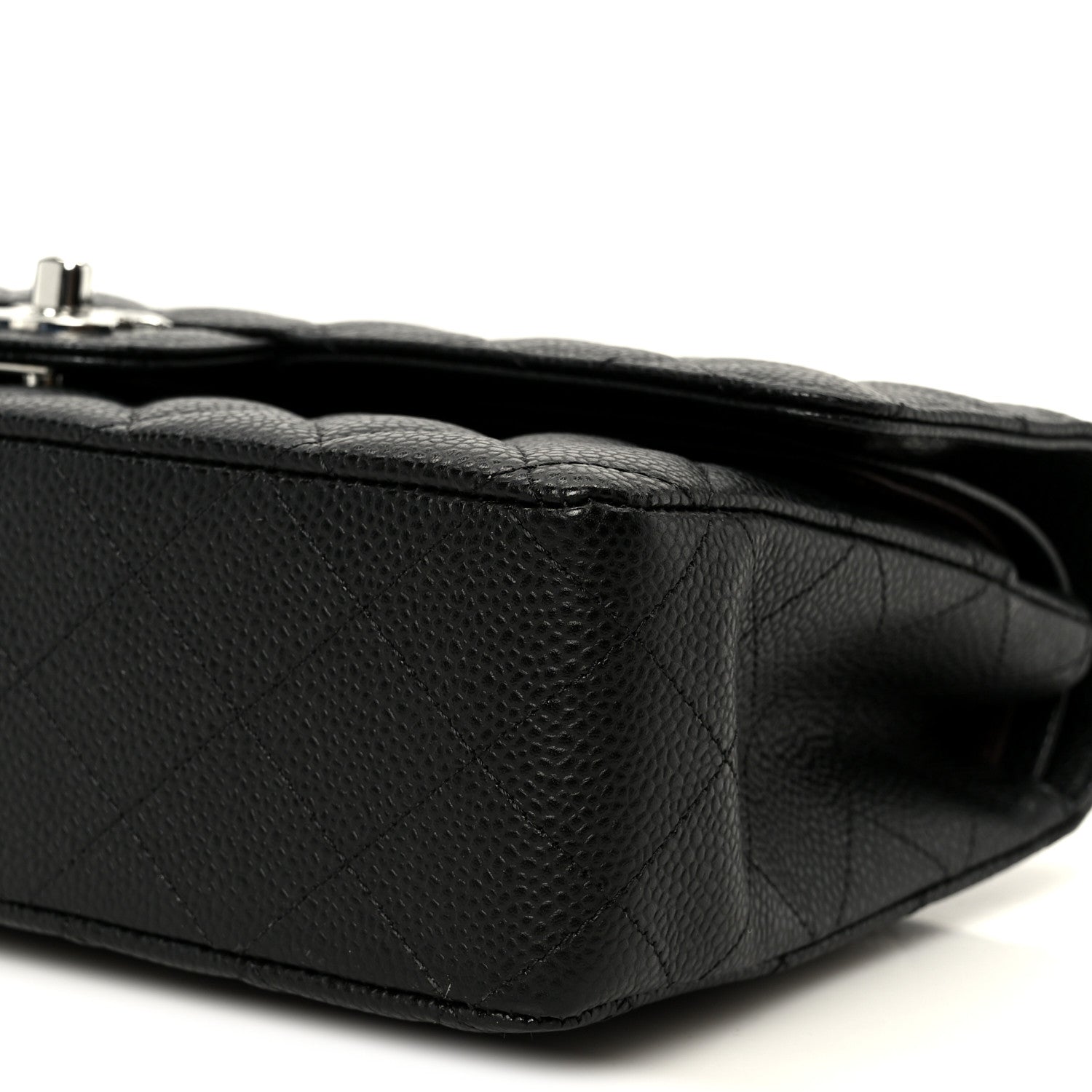 Caviar Quilted Medium Double Flap Black
