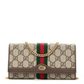 GG Supreme Monogram Web Ophidia Wallet On Chain Brown