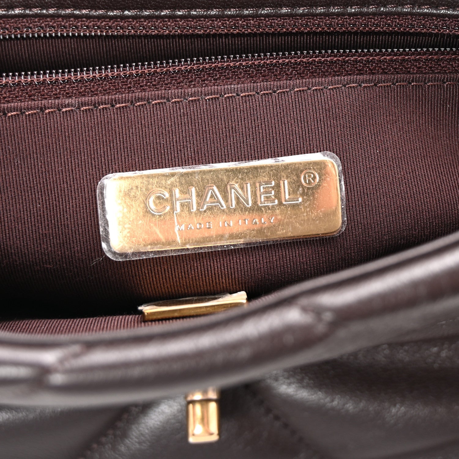 Lambskin Quilted Medium Chanel 19 Flap Dark Brown