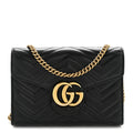 Calfskin Matelasse GG Marmont Chain Wallet Black
