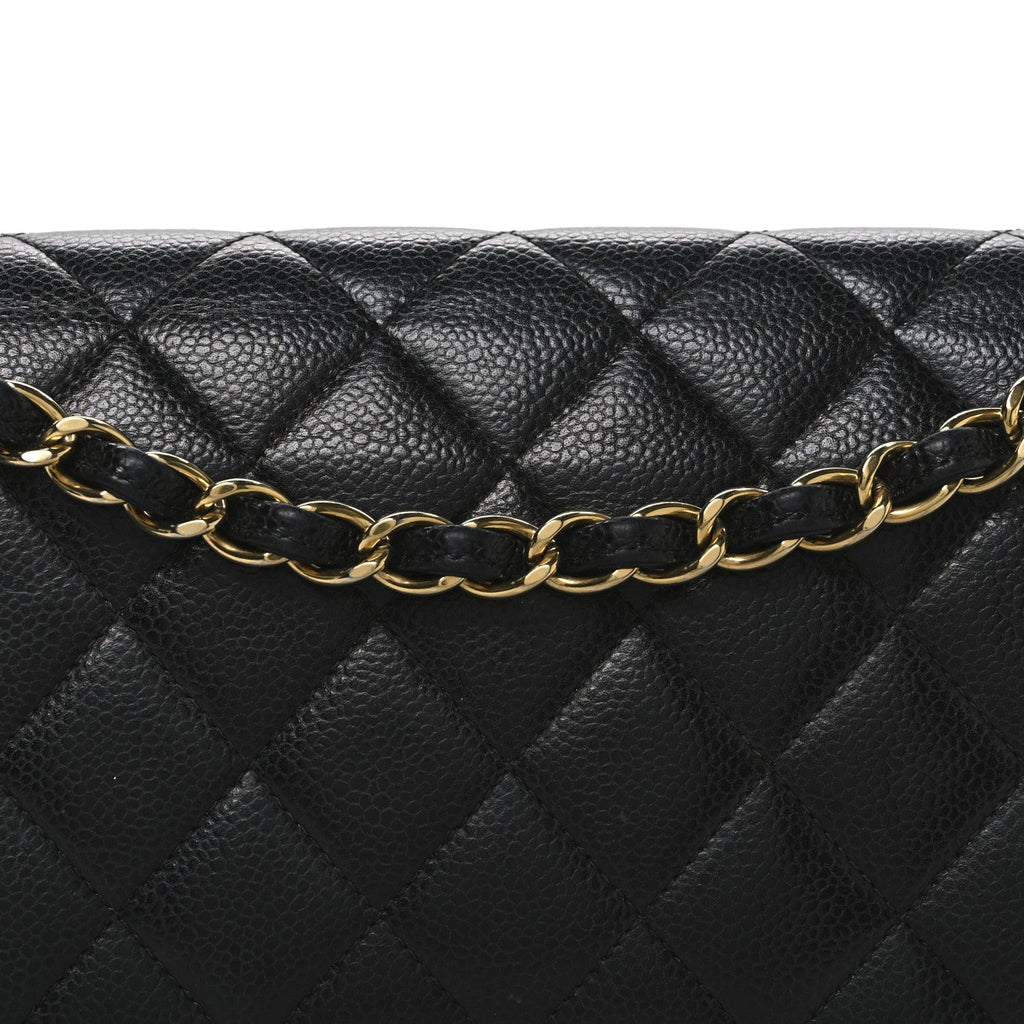 Caviar Quilted Jumbo Double Flap Black