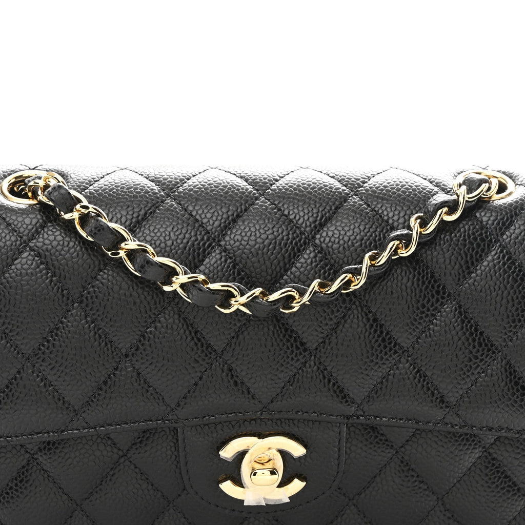 Caviar Quilted Small Double Flap Black