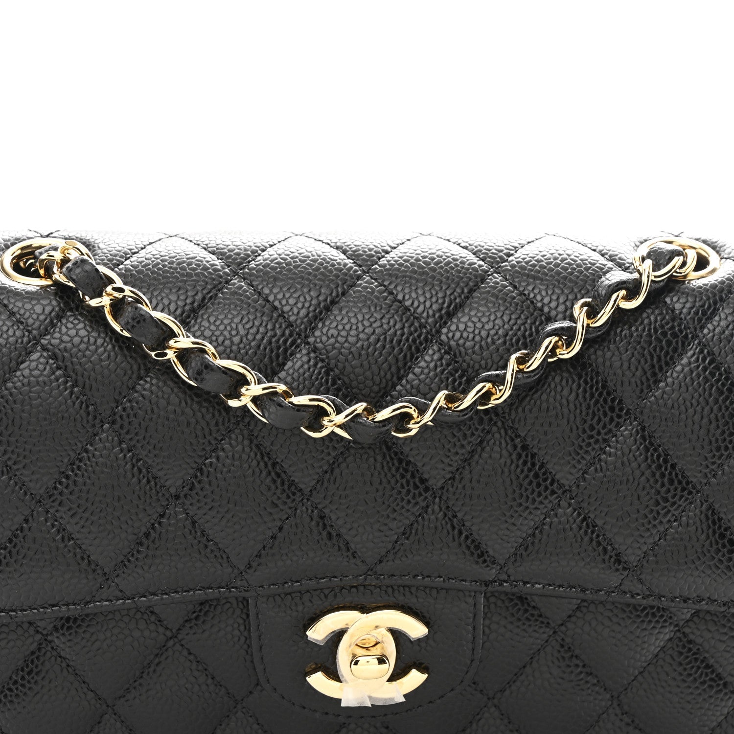 Caviar Quilted Small Double Flap Black