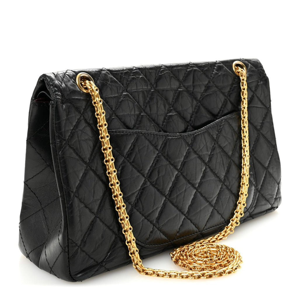 Aged Calfskin Quilted 2.55 Reissue 227 Flap Black