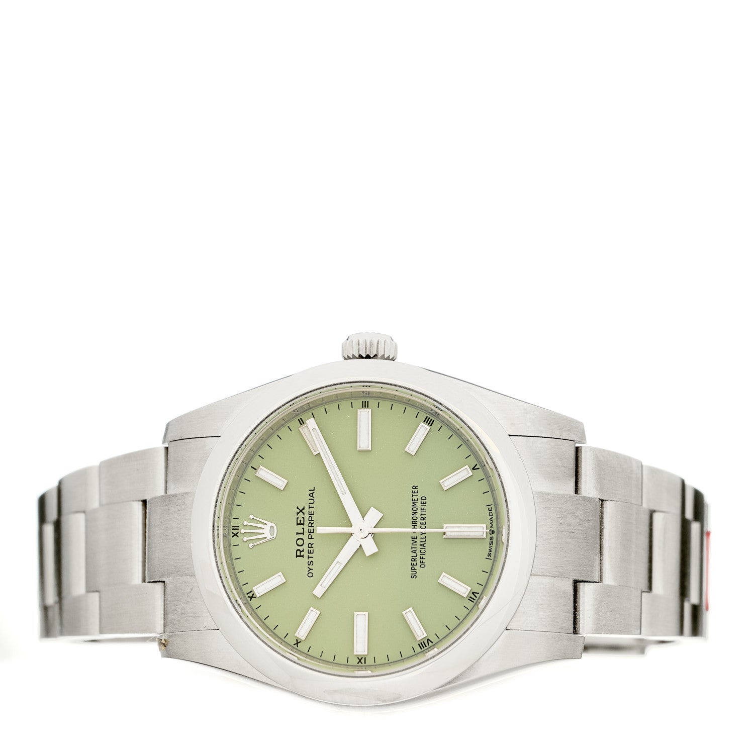 Stainless Steel 34mm Oyster Perpetual Watch Pistachio 124200
