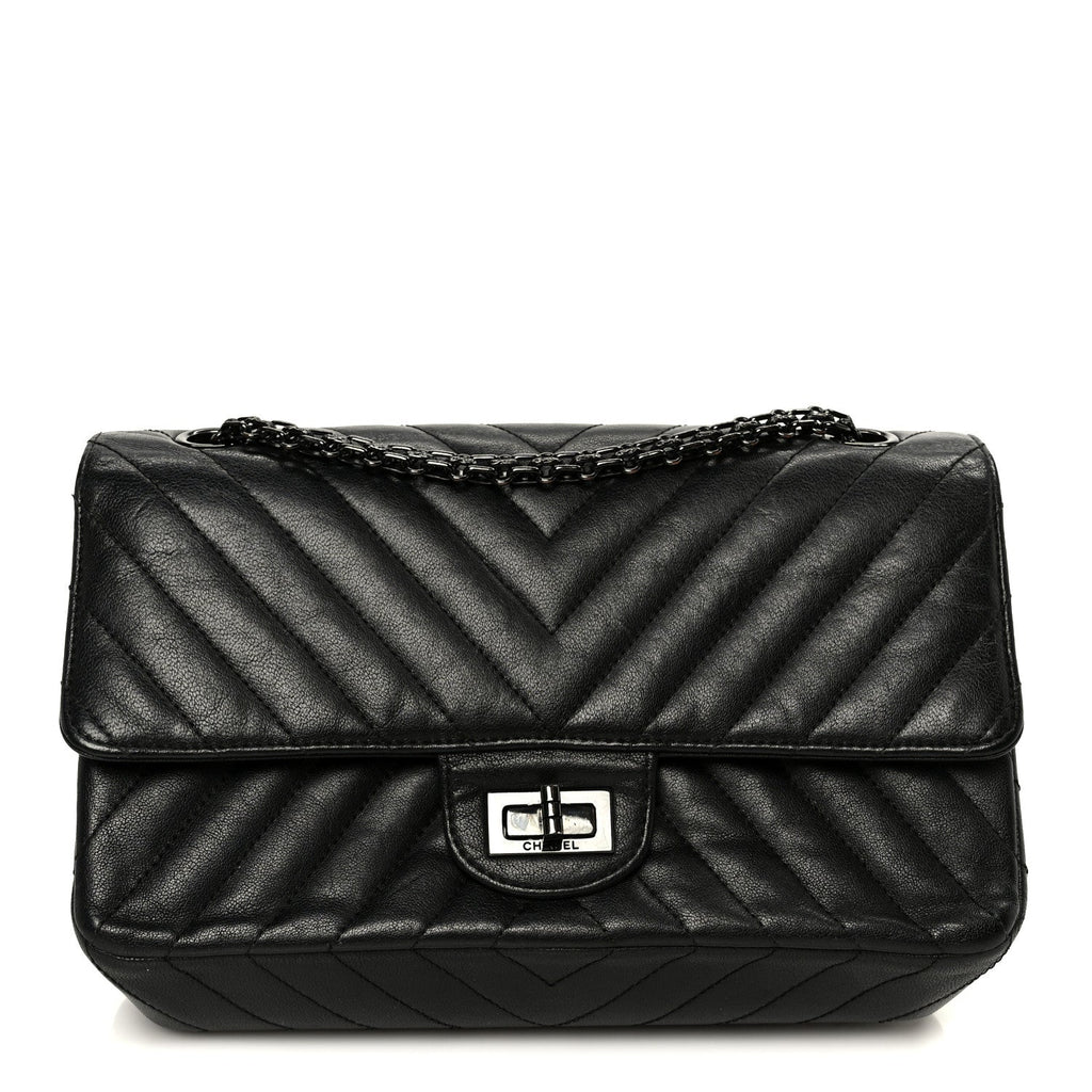 Sheepskin Chevron Quilted 2.55 Reissue 225 Double Flap So Black