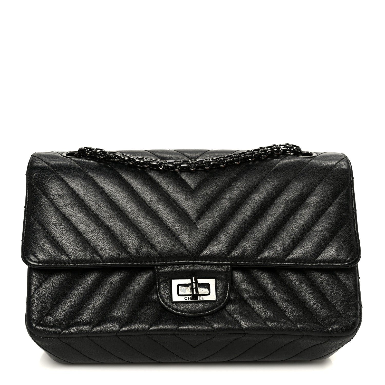 Sheepskin Chevron Quilted 2.55 Reissue 225 Double Flap So Black