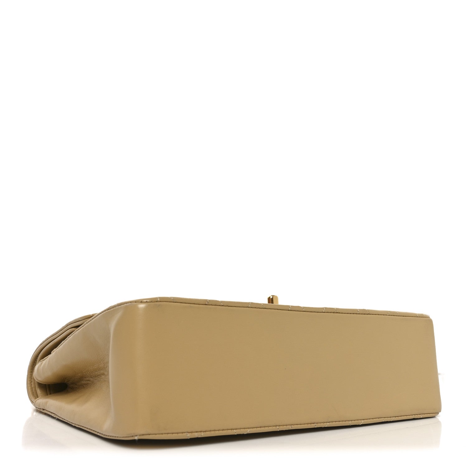 Lambskin Quilted Medium Double Flap Beige