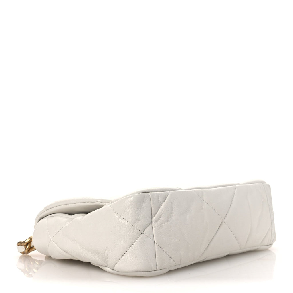 Goatskin Quilted Medium Chanel 19 Flap White