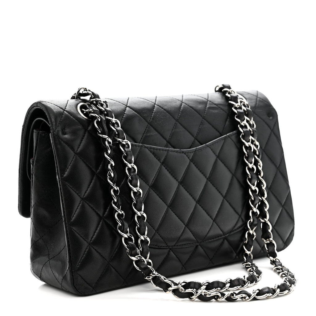 Lambskin Quilted Medium Double Flap Black