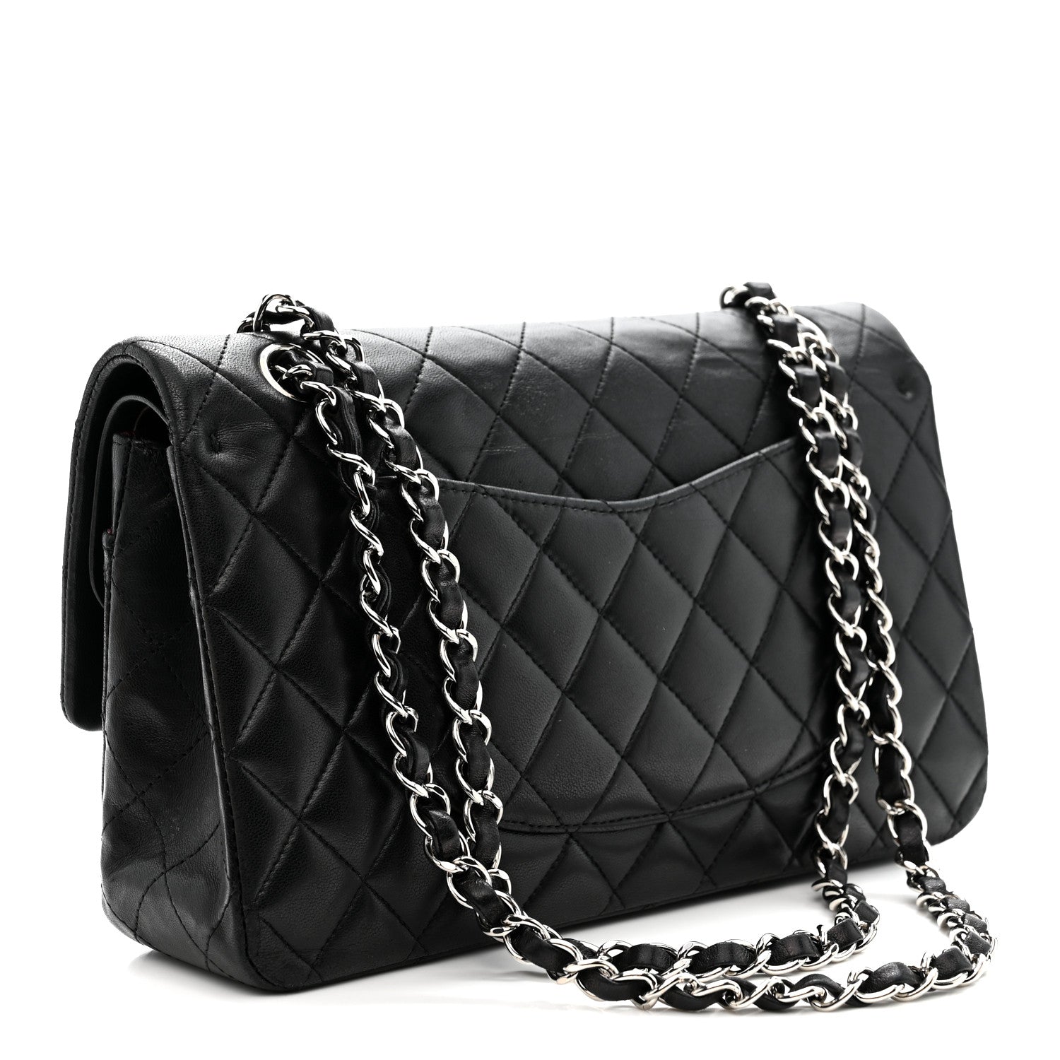 Lambskin Quilted Medium Double Flap Black