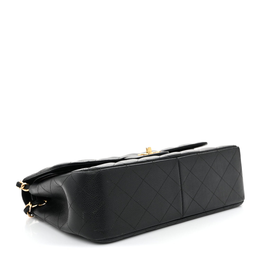 Caviar Quilted Jumbo Double Flap Black