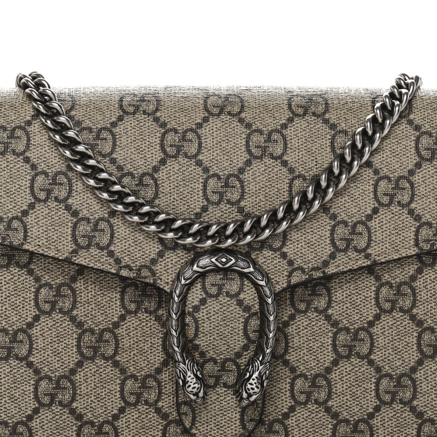 GG Supreme Monogram Mini Dionysus Chain Wallet Beige Taupe